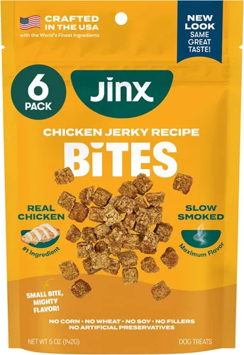 Vista 15 de Jinx Chicken Bites Jerky - Golosinas para perros, suaves y masticables, golosinas jerky totalmente naturales para perros con pollo sin jaula
