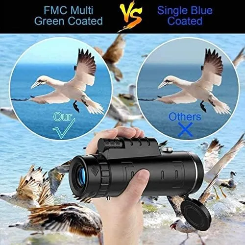 Vista 3 de High Performance 12x50 Monocular Telescope with BAK4 Prism and FMC Coating - Includes Smartphone Tripod Mount Adapter for Bird Watching, Hiking