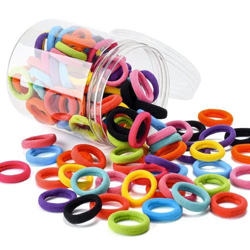 Vista 7 de Omszte, 100 piezas de ligas para el cabello de bebé, ligas de cabello de algodón sin costuras para niñas pequeñas y niños, pequeños elásticos suaves