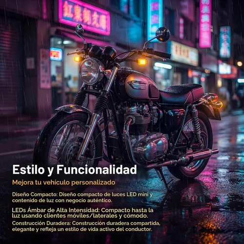 Vista 6 de ANKIA - 2 luces intermitentes universales para motocicleta, 12 V, mini LED Negro 01