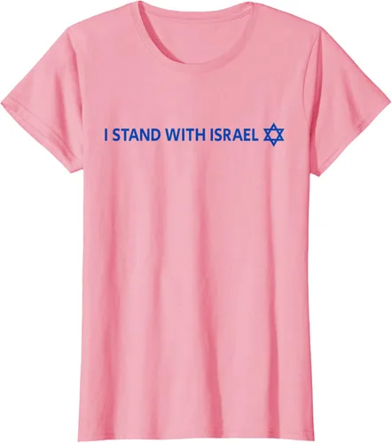 Vista 9 de I Stand With Israel Camiseta de la estrella judía de David de la bandera israelí, Blanco