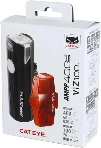Vista 7 de CATEYE AMPP400S y ViZ100 Kit combinado de luz recargable USB para bicicleta