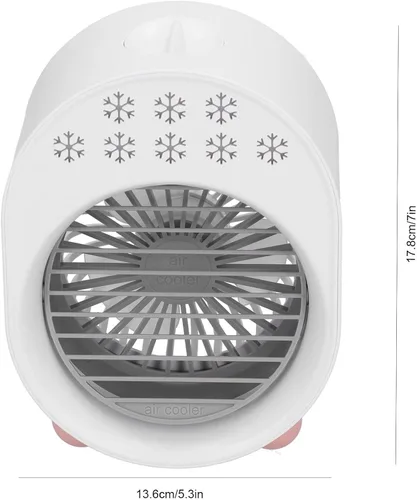 Vista 5 de Aire acondicionado portátil, enfriador de aire personal, ventilador de aire acondicionado evaporativo recargable por USB, ventilador