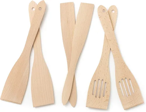 Vista 2 de Tuuli Juego de utensilios de cocina de madera de haya (6 x espátulas 11.8 in)