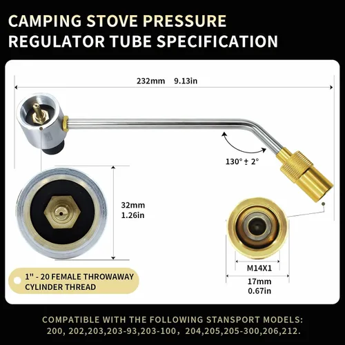 Vista 3 de Tubo regulador de propano de 1 libra para Stansport 189-100 Reemplazo del regulador de presión de gas LP Compatible con Camp Chef Everest 2X