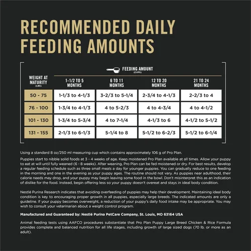 Vista 9 de Purina Pro Plan Alimento seco para cachorros de raza grande, fórmula de pollo y arroz, bolsa de 18 libras