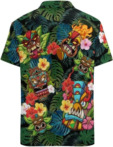 Vista 8 de KYBATE Camisas casuales con botones para hombre, camisa hawaiana de manga corta para hombre, camisas de playa de verano, camisas divertidas de fiesta