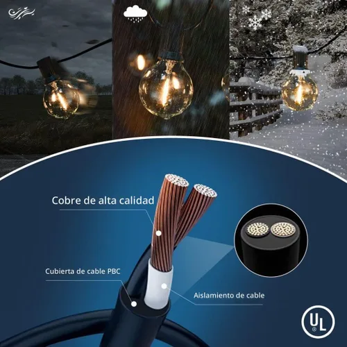 Vista 4 de Tira de luces para exteriores de 100 pies, impermeables, luces LED inastillables para exteriores, con certificación UL, iluminación