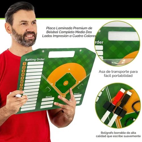 Vista 4 de SRG Tablero magnético de alineación de béisbol para entrenador Tabla de alineación de béisbol para dugout Portapapeles de béisbol