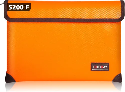 Vista 11 de Bolsa de documentos ignífuga, con aislamiento térmico de 5200 °F, bolsa impermeable ignífuga con cremallera, 8 capas de materiales funcionales