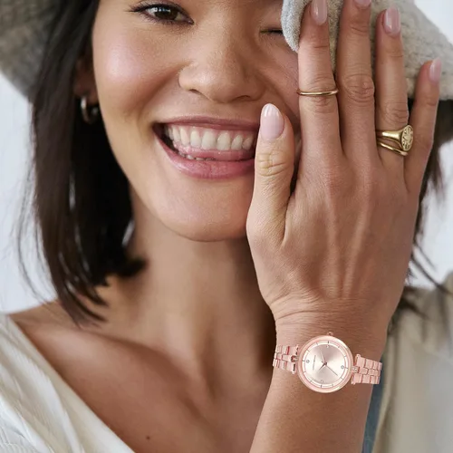 Vista 4 de Lucky Brand Relojes para mujer, de acero inoxidable, con cristales acentuados, minimalista, movimiento de cuarzo, pulsera y caja de regalo