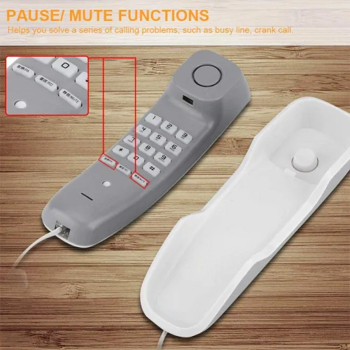 Vista 3 de Teléfono fijo, teléfono con cable de montaje en pared, teléfono con botón grande para personas mayores, teléfono fijo de escritorio para el hogar