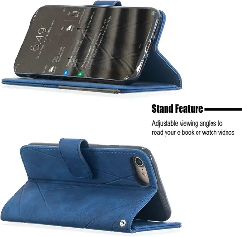 Vista 2 de jioeuinly Funda compatible con Celular Kalley Element 5+Plus Funda de teléfono Flip Stand Cover PU Funda de piel tipo cartera azul
