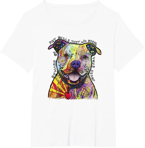 Vista 72 de Beware Of Pit Bulls, Dean Russo Pitbull Original - Camiseta para amantes de los perros, Negro
