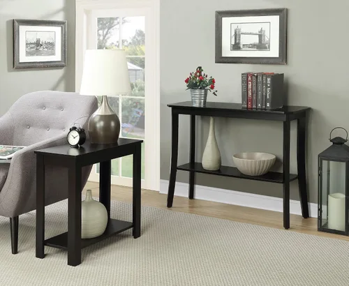 Vista 5 de Convenience Concepts Designs2Go Baja - Mesa auxiliar para silla de 23.75 pulgadas, moderna mesa de sala de estar con estante de almacenamiento Negro