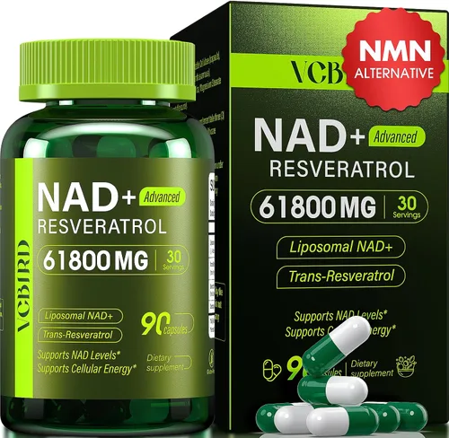 Vista 9 de Suplemento liposomal NAD con resveratrol 1200 mg por porción - NAD Resveratrol para mujeres y hombres - Suplemento NAD+ de alta pureza de 1200 mg