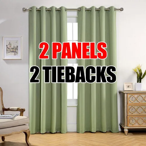 Vista 40 de Set de 2 cortinas para ventana, de Miuco, opacas, con ollaos, para recámara, incluye 2 alzapaños