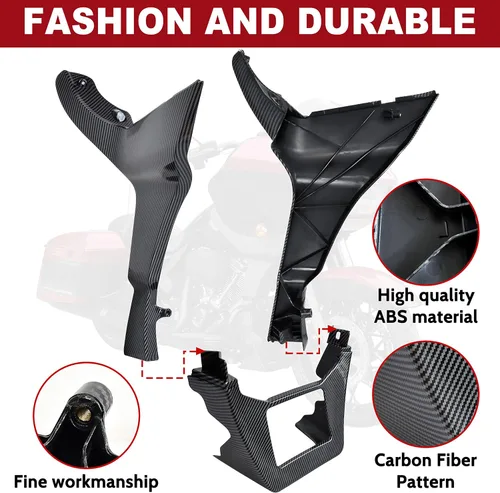 Vista 4 de Cubierta de alerón de carenado lateral para Road Glide 17-23, cubierta de alerón de carenado lateral con patrón de fibra de carbono con kit