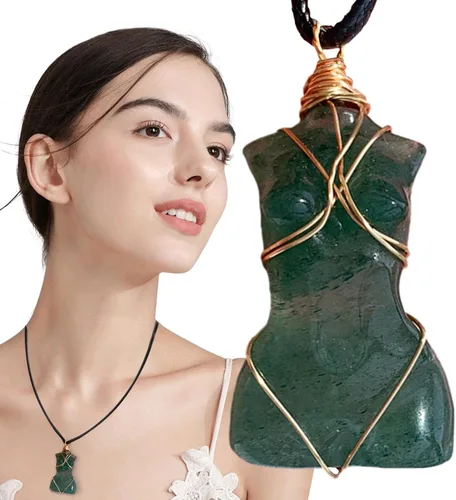 Vista 5 de Xuyuan Wire Wrapped Crystal Necklace Hand Carved Rough Stone Necklace Natural Crystal Pendant for Birthday Valentine's Day Gifts