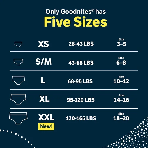 Vista 3 de Goodnites Paquete de toallitas y toallitas: ropa interior GoodNites para niños, extra pequeña, 44 unidades y toallitas sensibles Huggies
