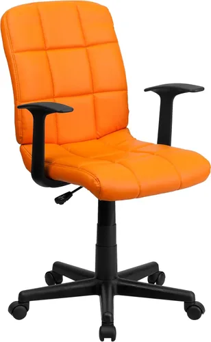Vista 13 de Flash Furniture - Silla giratoria de respaldo medio de vinilo, acolchada, color negro