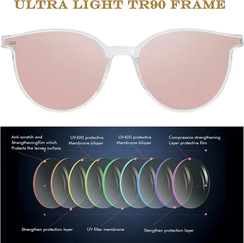 Vista 4 de Arjien Lentes de sol polarizados para mujer con protección UV de los años 70, lentes de sol vintage de aviador para mujer, lentes de sol de moda