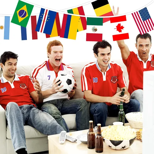 Vista 3 de Bandera de copa del mundo 2026 de 6 x 9 pulgadas, banderines de 48 países de 40 pies, banderas de cuerda para decoración de fiestas, gran apertura