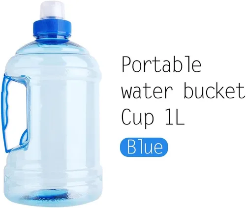 Vista 6 de Akozon Botella de agua de 1 litro, jarra de agua de 1 litro, botella de agua con flecha H20, botella grande sin BPA, tapa de plástico con asa