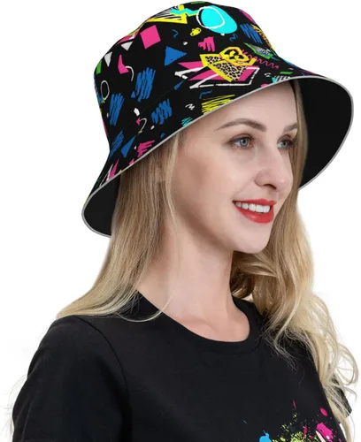 Vista 3 de Sombreros de pescador retro de los años 80 y 90 para mujeres y hombres, sombrero de sol fresco para regalo