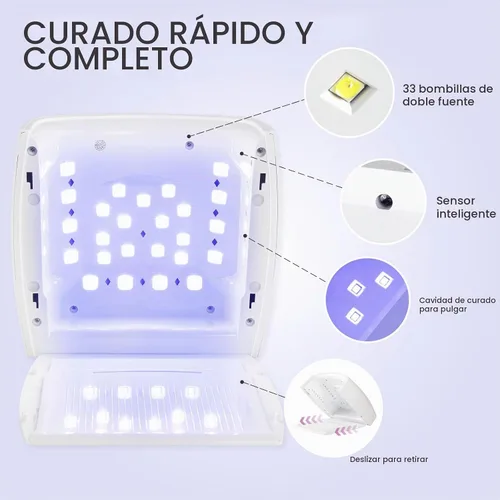 Vista 4 de Lámpara de uñas LED UV inalámbrica, lámpara de uñas de gel recargable de 66 W, luz UV inalámbrica para uñas de gel con sensor automático y 5 Negro