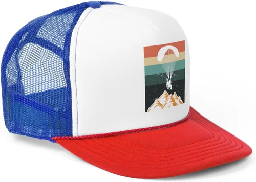 Vista 4 de Vintage Parapente Entusiastas Ilustración angustioso Paramotores Paramotores Paracaídas Devoto Gráfico Trucker Caps