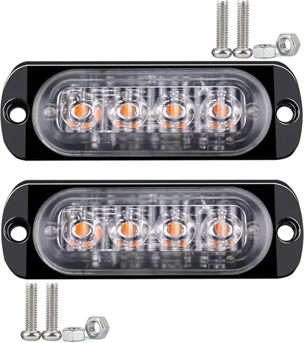 Vista 6 de Lámpara LED de advertencia intermitente lateral de 12-24 V, barra estroboscópica de emergencia (blanco, 4LED)