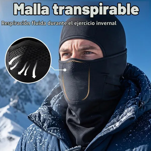Vista 5 de Ski Mask Balalclava Windproof Face Mask Warm Fleece Neck Cover for Cold Weather Helmet Hood for Men & Women A01-negro