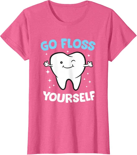 Vista 70 de Camiseta higienista dental, asistente dental, Go Floss Yourself dentista, Negro, S