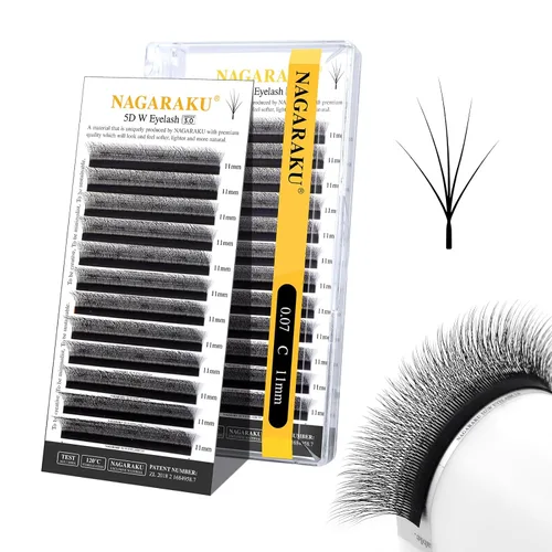 Vista 350 de NAGARAKU Extensiones de pestañas prefabricadas en abanico 3D W 0.05 C 0.315 0.05-C 3D W