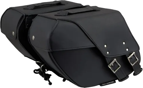 Vista 5 de Milwaukee Leather SH66901ZB - Alforjas medianas de PVC negro con 2 correas, colocación por encima, con ribetes reflectantes - Talla única