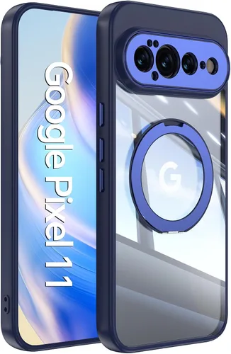 Vista 53 de 【Soporte magnético giratorio de 360°】 Funda para Google Pixel 9 【Compatible con MagSafe y Pixelsnap】 Funda con soporte de anillo 【Cristal Negro