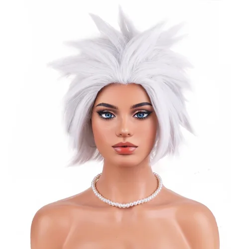 Vista 7 de RightOn Peluca marrón corta para disfraz, pelucas cortas marrones para hombre y mujer, fiesta de cosplay
