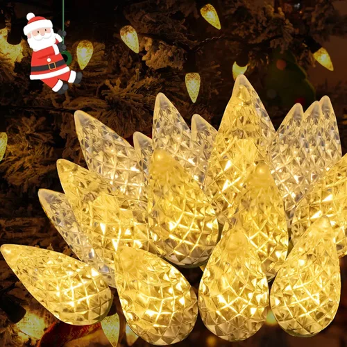 Vista 5 de C6 Solar Halloween Lights Outdoor 16FT 50 LED String Lights Orange Purple 8 Modes, Memory Function, Auto On/Off, Waterproof Solar Twinkle Lights