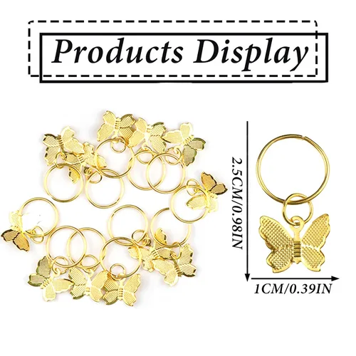 Vista 3 de NAISKA 20 accesorios para el cabello de mariposa, brazaletes, dijes y anillos de joyería para mujer (dorado)