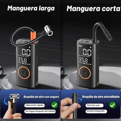 Vista 5 de OlarHike Compresor de aire portátil para inflador de neumáticos, sistema de manguera dual inteligente, bomba de aire automática para neumáticos