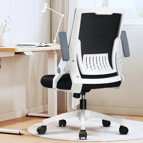 Vista 12 de GTPLAYER Silla de oficina ergonómica con reposabrazos abatibles, silla ejecutiva para computadora en casa, malla transpirable y cómodo soporte Negro