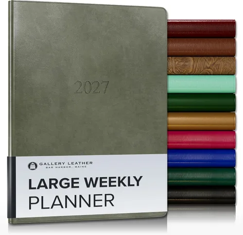 Vista 213 de Gallery Leather Planificador Semanal y Mensual Grande 2025-2026, Calendario Planificador y Cuaderno Elegantemente Encuadernado con Elegantes Bordes