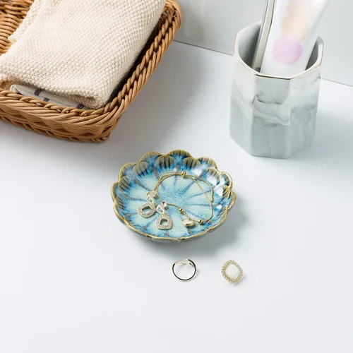 Vista 5 de Bandeja para joyas, plato para anillos, bandeja de cerámica para baratijas, cuenco para llaves, plato decorativo, para amigos, hermanas, hija, madre