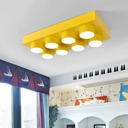Vista 8 de LAKIQ Moderna lámpara de techo empotrada para habitación de los niños, acrílico, creativa, colorida, forma de juguete, habitación de los niños