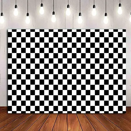 Vista 11 de HQM Cuadrícula de textura de cuadros de carreras en blanco y negro para tablero de ajedrez de cumpleaños, fondo de fotografía para niños