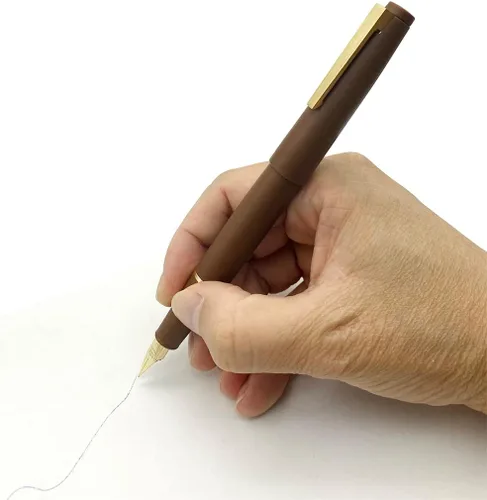 Vista 7 de Gullor Pluma estilográfica de color X80, diseño simple con convertidor y caja de regalo, clip dorado, punta ultra fina (0.012 in), marrón