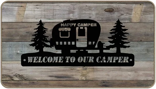 Vista 40 de Tapete divertido para puerta de campista de 17 x 30 pulgadas, regalos de campamento para hombres y mujeres, alfombras de campista