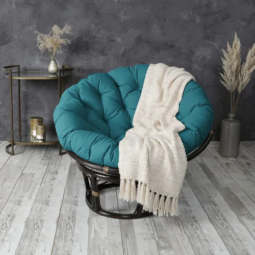Vista 26 de Sorra Home - Cojín con mechones Papasan - Cojín redondo cómodo para silla Bucket & Moon - Cojín de piso con espuma suave para muebles