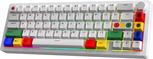 Vista 8 de BOYI GMK67 65% Teclado mecánico de aleación de aluminio, BT5.0/Tipo-C/2.4G inalámbrico intercambiable en caliente, teclado de juego CNC con junta